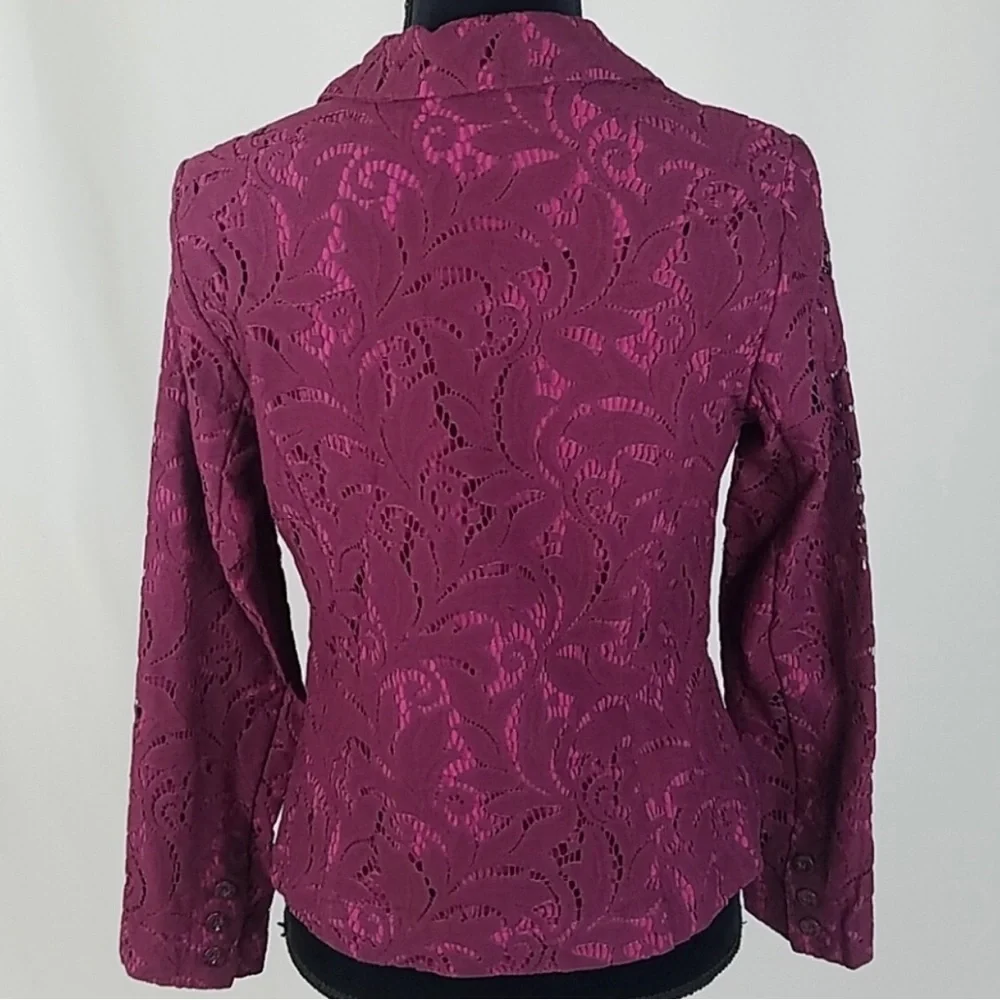 Cabi Frolic Jacket in Plumberry Lace - Picture 5 of 9
